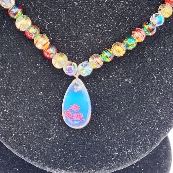 Artisan Handmade Unique Foil Beads with Drop Pendant 17" - Picture 3 of 6